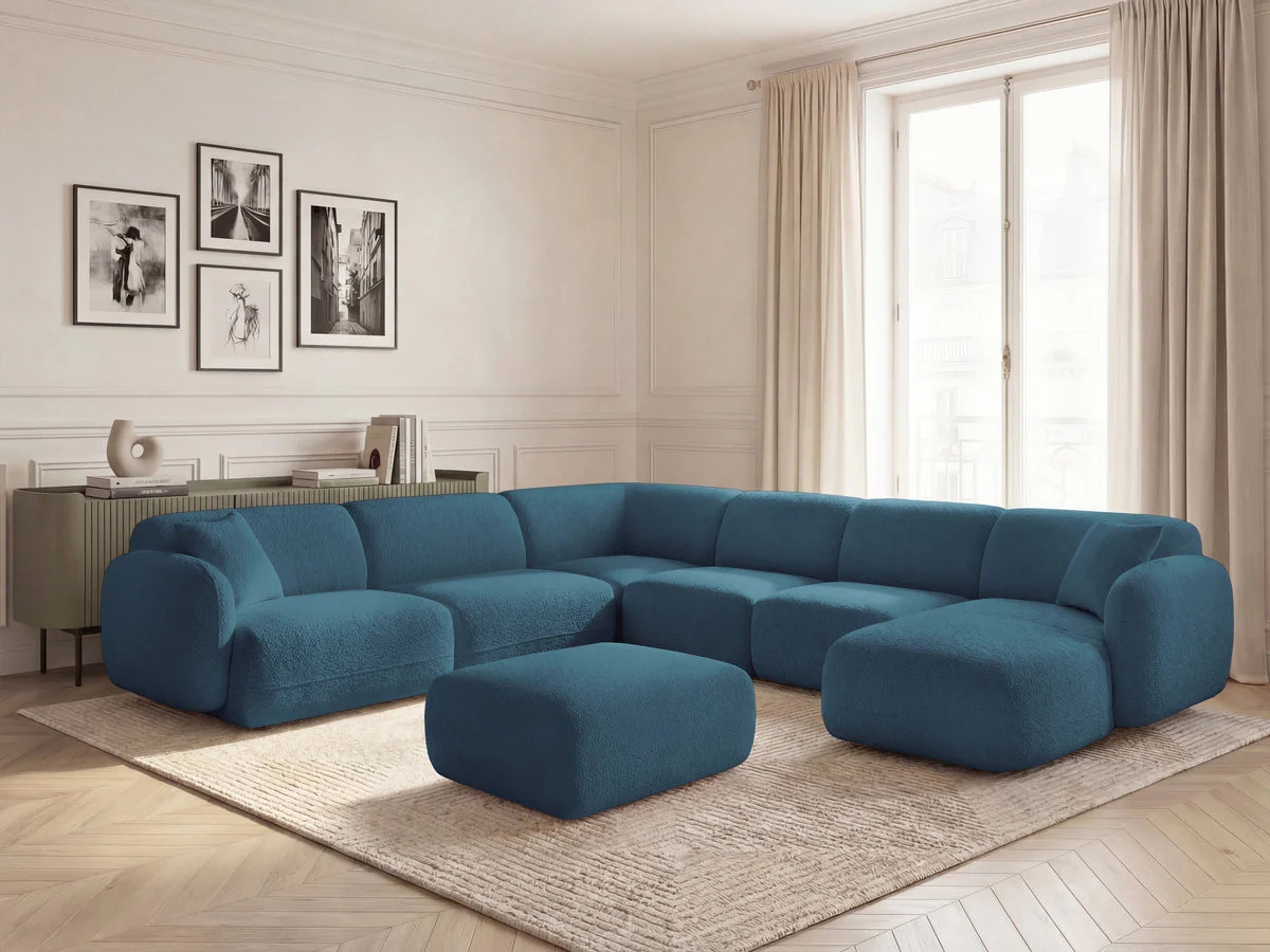 Canapé panoramique fixe modulable ANDA avec 4 chauffeuses, 1 méridienne, 1 angle et 1 pouf - Image 15