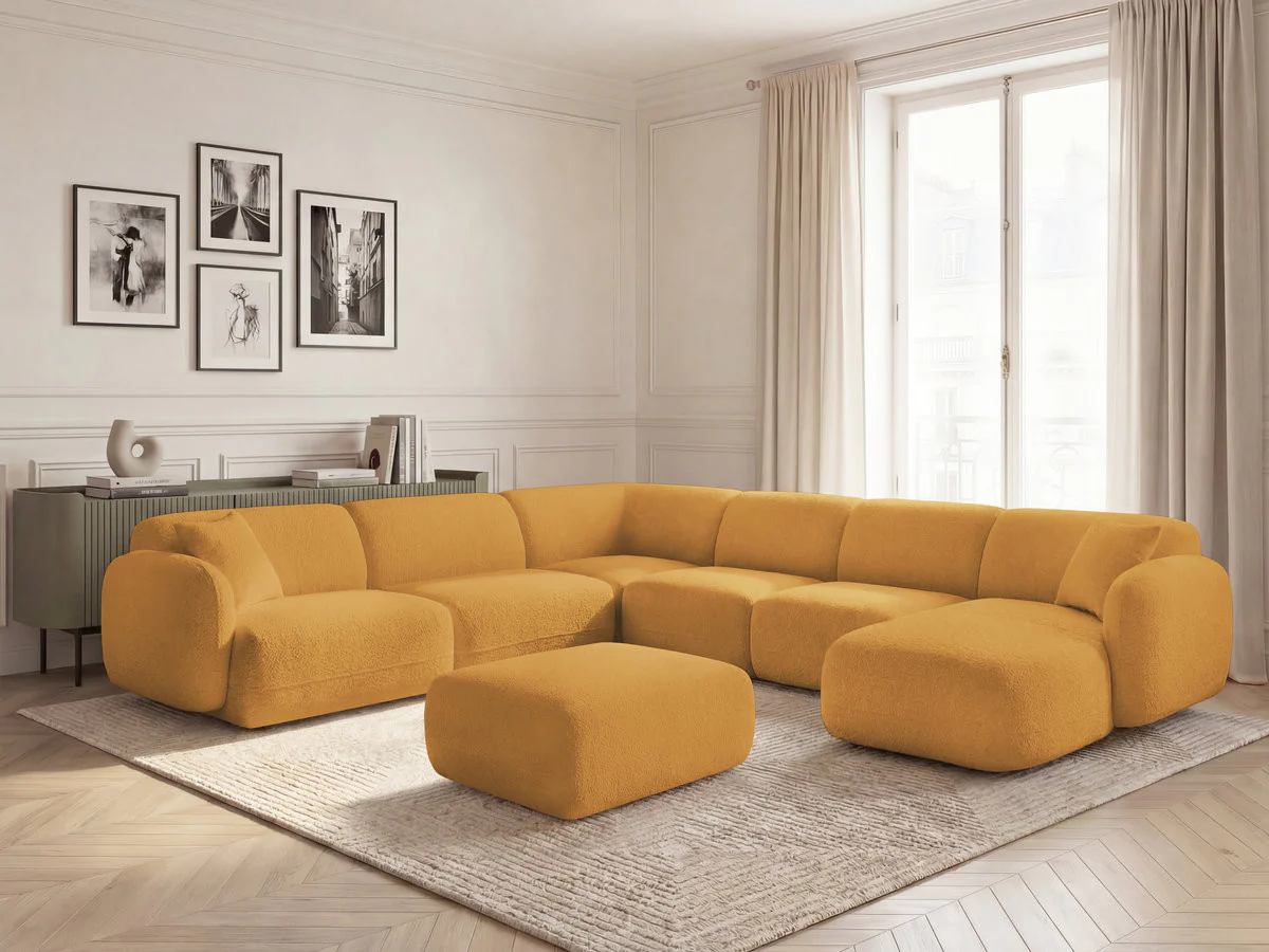 Canapé panoramique fixe modulable ANDA avec 4 chauffeuses, 1 méridienne, 1 angle et 1 pouf - Image 32