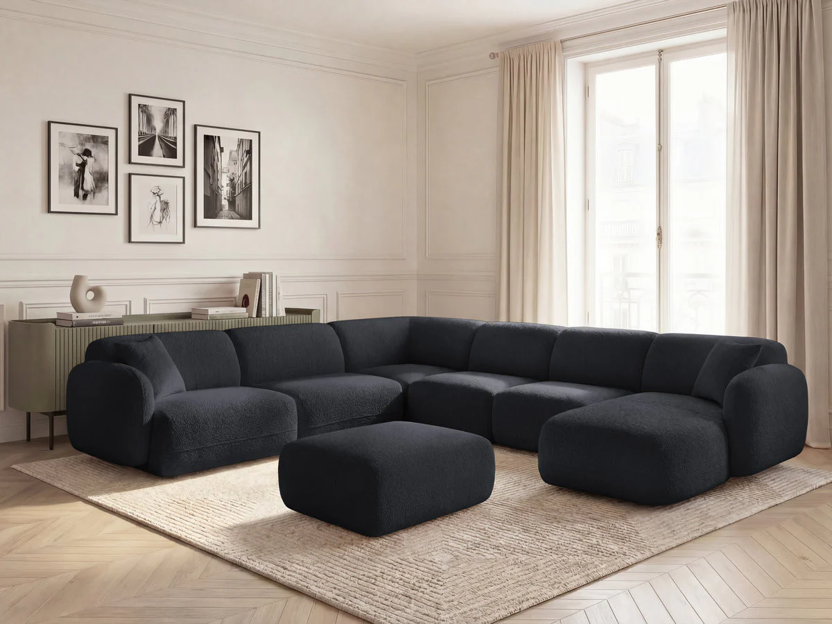 Canapé panoramique fixe modulable ANDA avec 4 chauffeuses, 1 méridienne, 1 angle et 1 pouf - Image 41