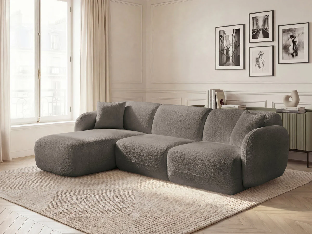 Canapé d'angle fixe modulable ANDA tissu chenille - Image 28