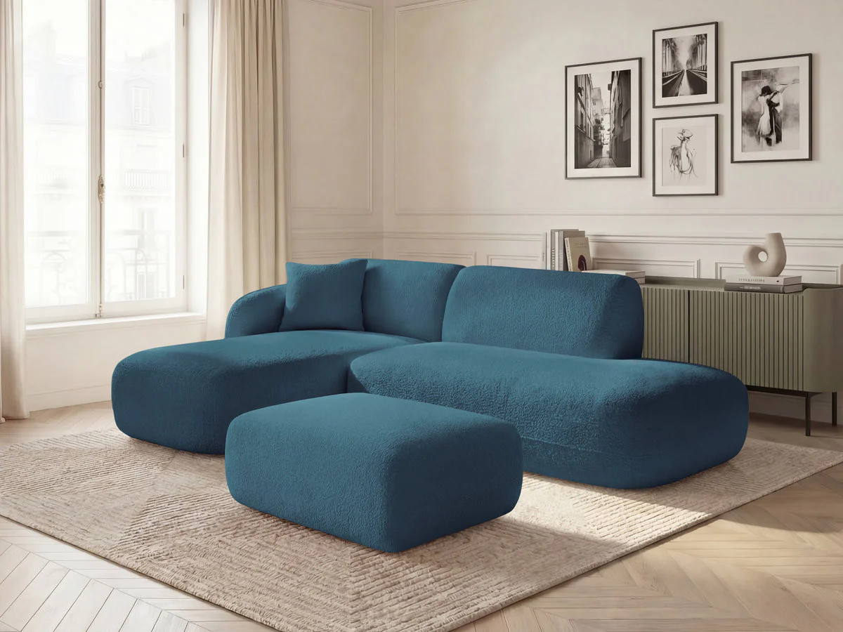 Canapé d'angle fixe modulable ANDA avec 1 méridienne, 1 chauffeuse bout de canapé et 1 pouf - Image 15