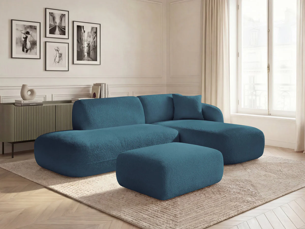 Canapé d'angle fixe modulable ANDA avec 1 méridienne, 1 chauffeuse bout de canapé et 1 pouf - Image 16