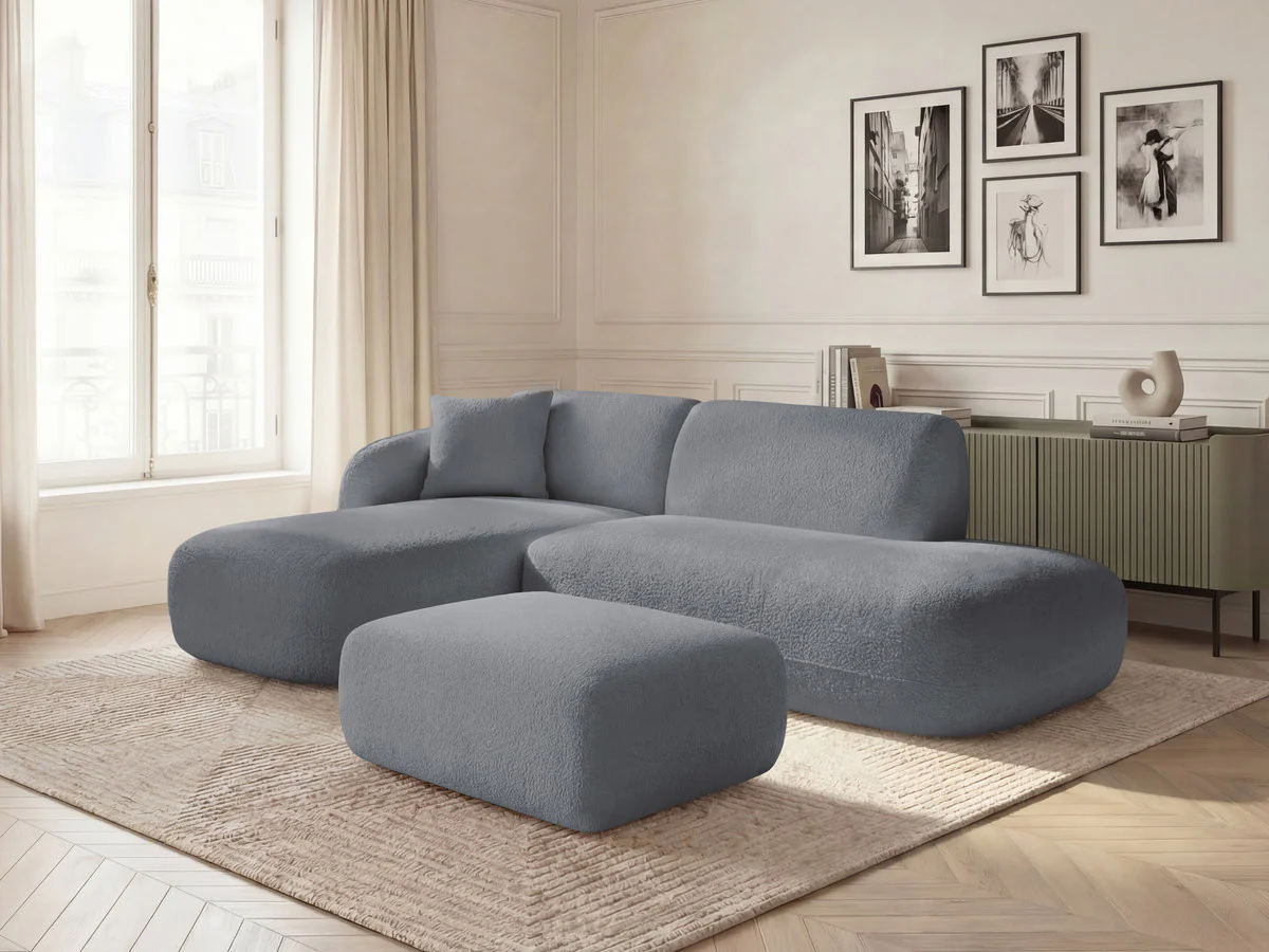 Canapé d'angle fixe modulable ANDA avec 1 méridienne, 1 chauffeuse bout de canapé et 1 pouf - Image 19
