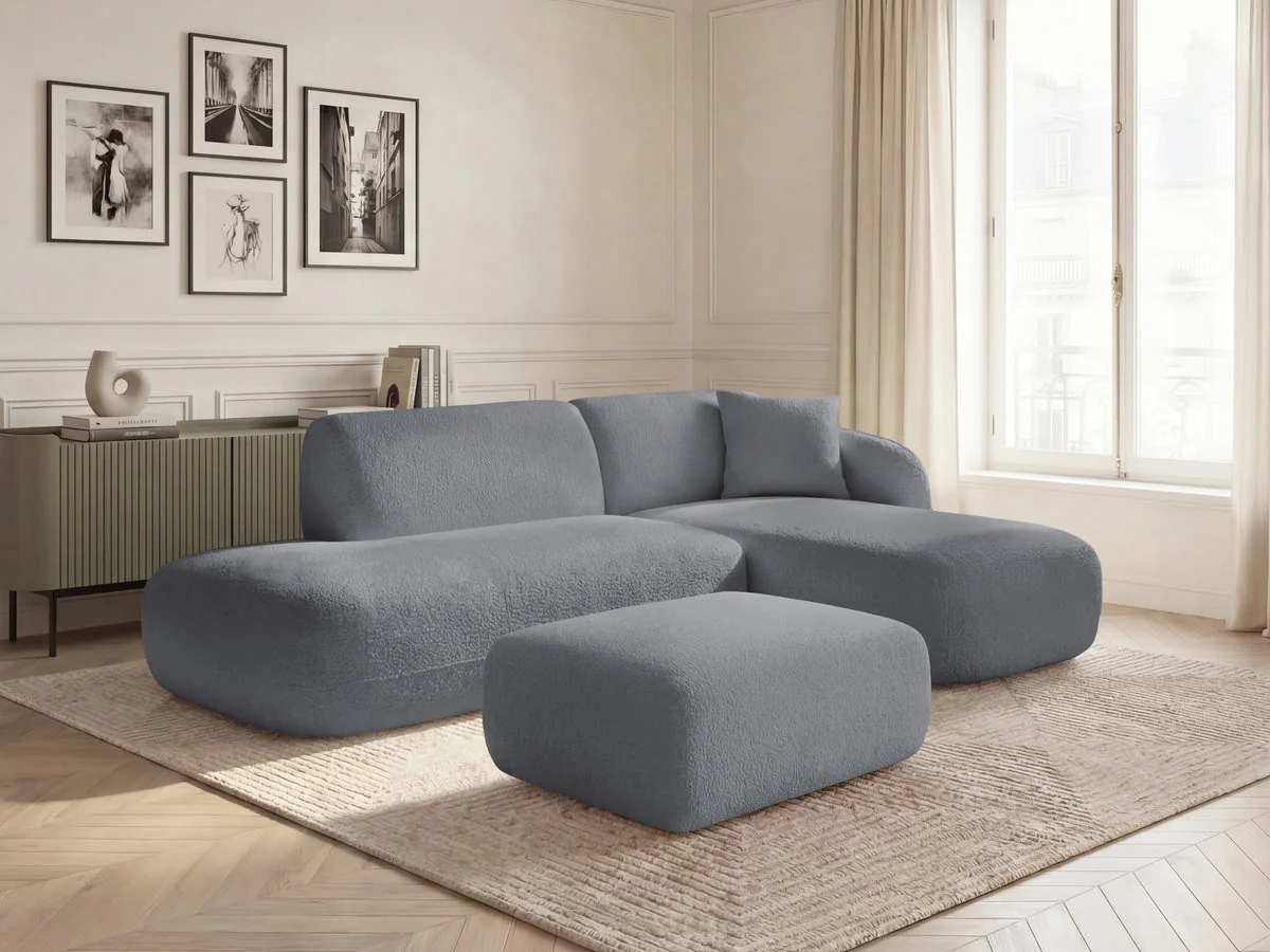 Canapé d'angle fixe modulable ANDA avec 1 méridienne, 1 chauffeuse bout de canapé et 1 pouf - Image 20