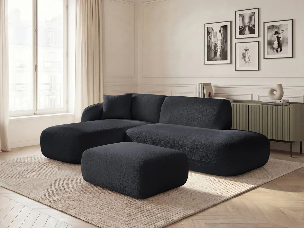 Canapé d'angle fixe modulable ANDA avec 1 méridienne, 1 chauffeuse bout de canapé et 1 pouf - Image 21
