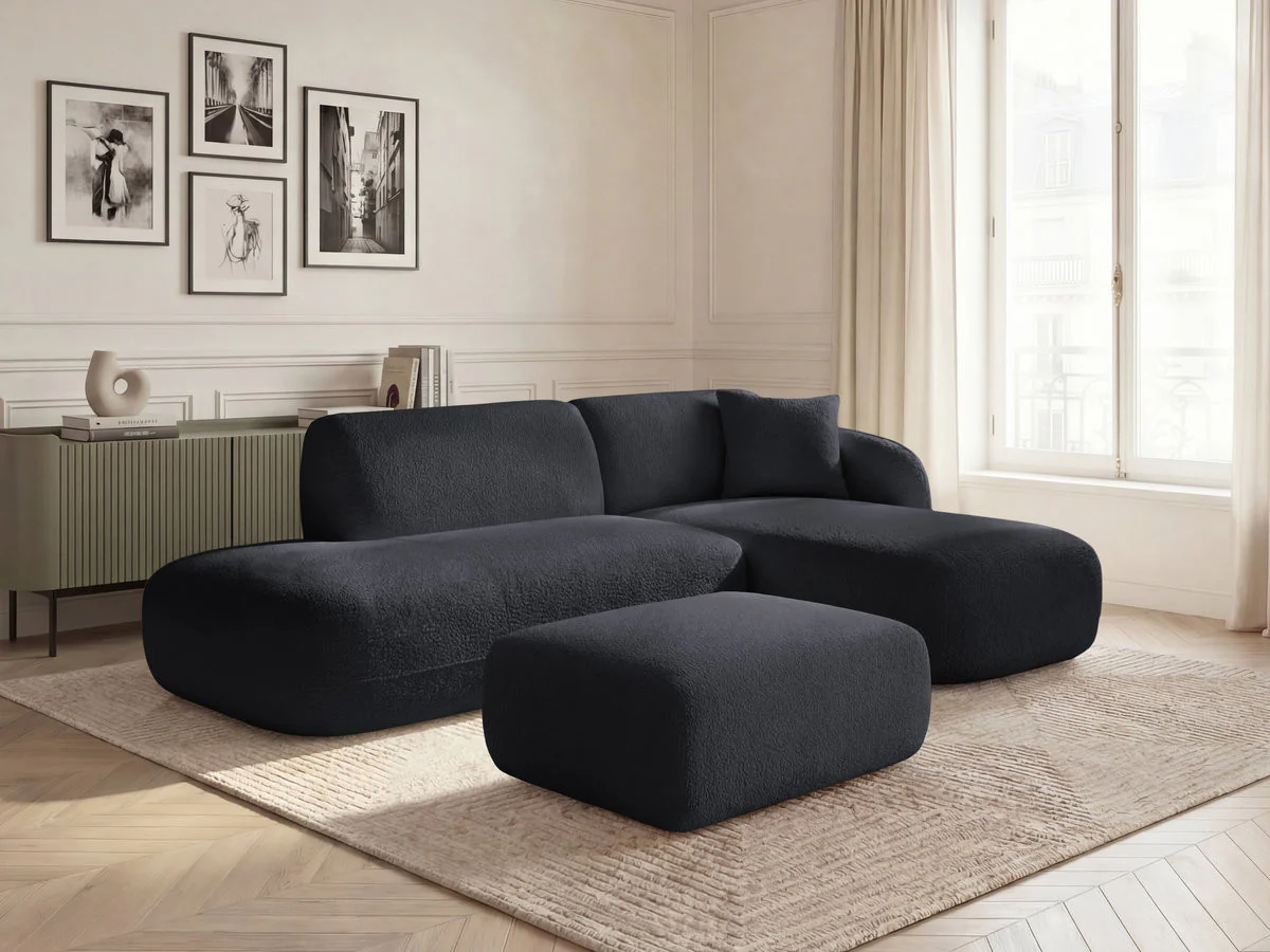 Canapé d'angle fixe modulable ANDA avec 1 méridienne, 1 chauffeuse bout de canapé et 1 pouf - Image 22