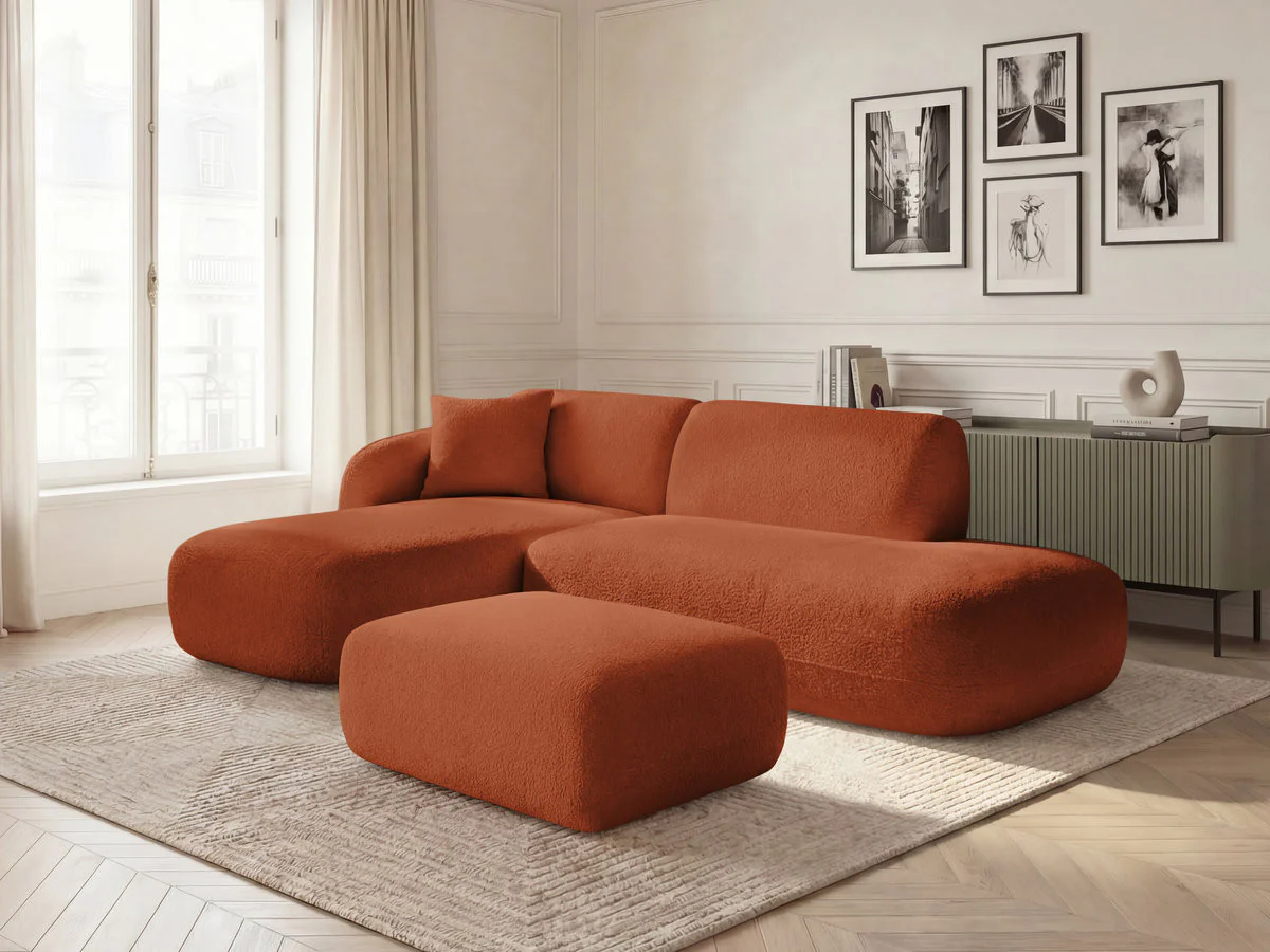 Canapé d'angle fixe modulable ANDA avec 1 méridienne, 1 chauffeuse bout de canapé et 1 pouf - Image 23