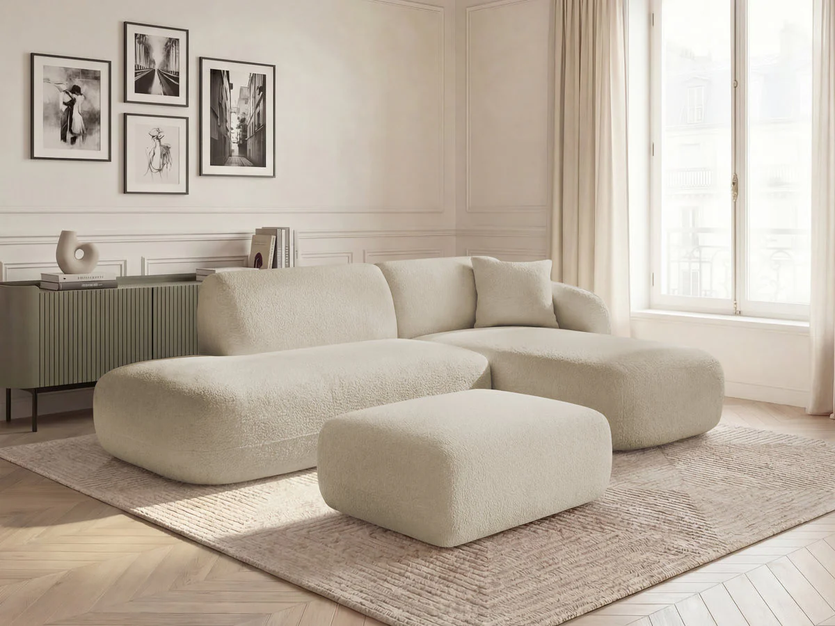 Canapé d'angle fixe modulable ANDA avec 1 méridienne, 1 chauffeuse bout de canapé et 1 pouf - Image 27
