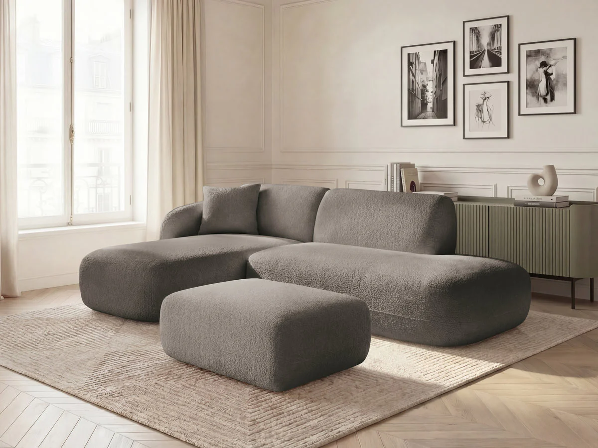 Canapé d'angle fixe modulable ANDA avec 1 méridienne, 1 chauffeuse bout de canapé et 1 pouf - Image 28