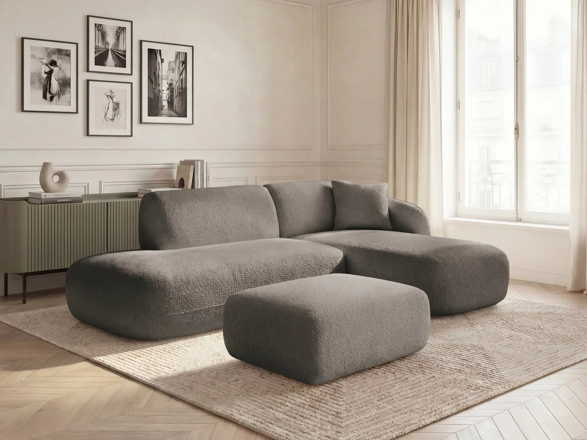 Canapé d'angle fixe modulable ANDA avec 1 méridienne, 1 chauffeuse bout de canapé et 1 pouf - Image 29