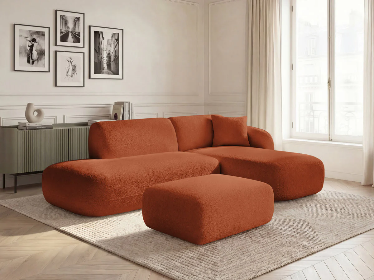 Canapé d'angle fixe modulable ANDA avec 1 méridienne, 1 chauffeuse bout de canapé et 1 pouf - Image 32