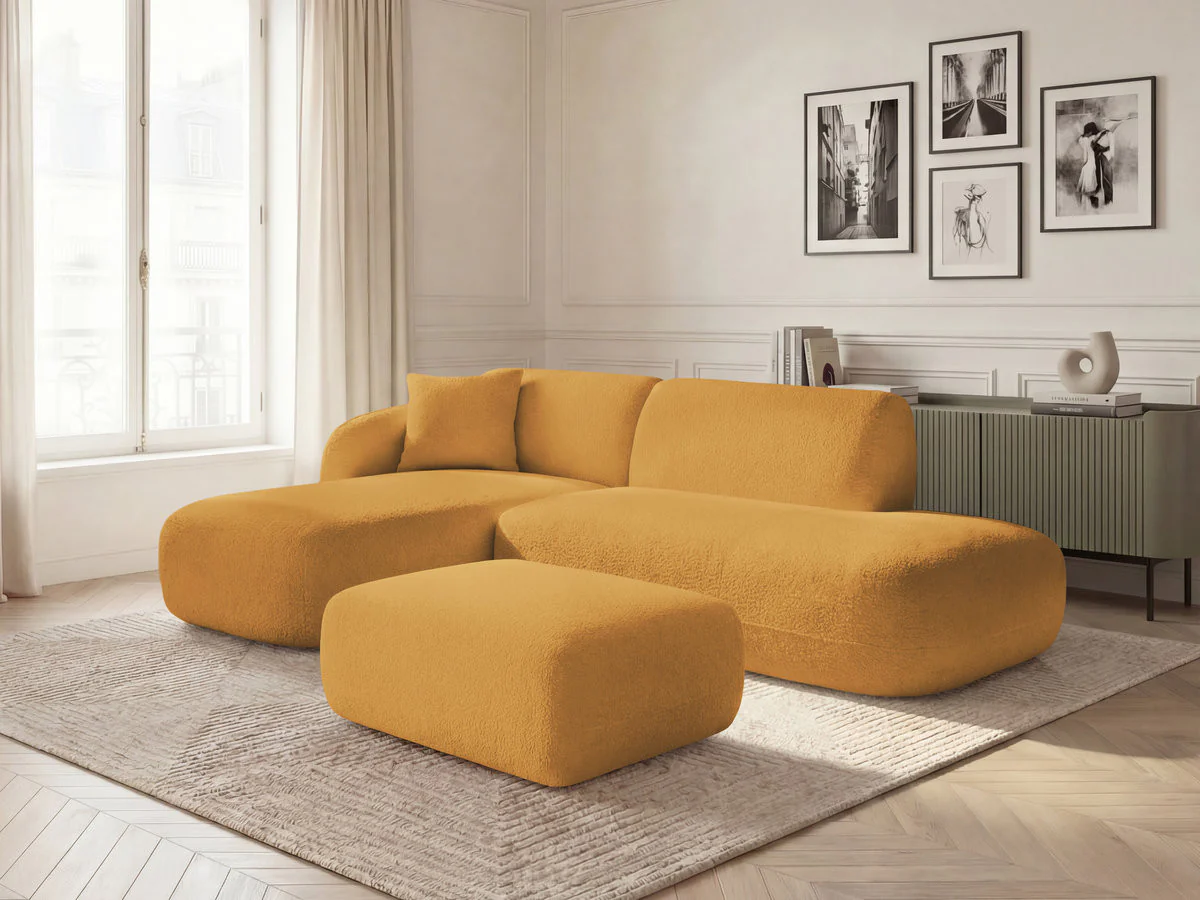 Canapé d'angle fixe modulable ANDA avec 1 méridienne, 1 chauffeuse bout de canapé et 1 pouf - Image 33