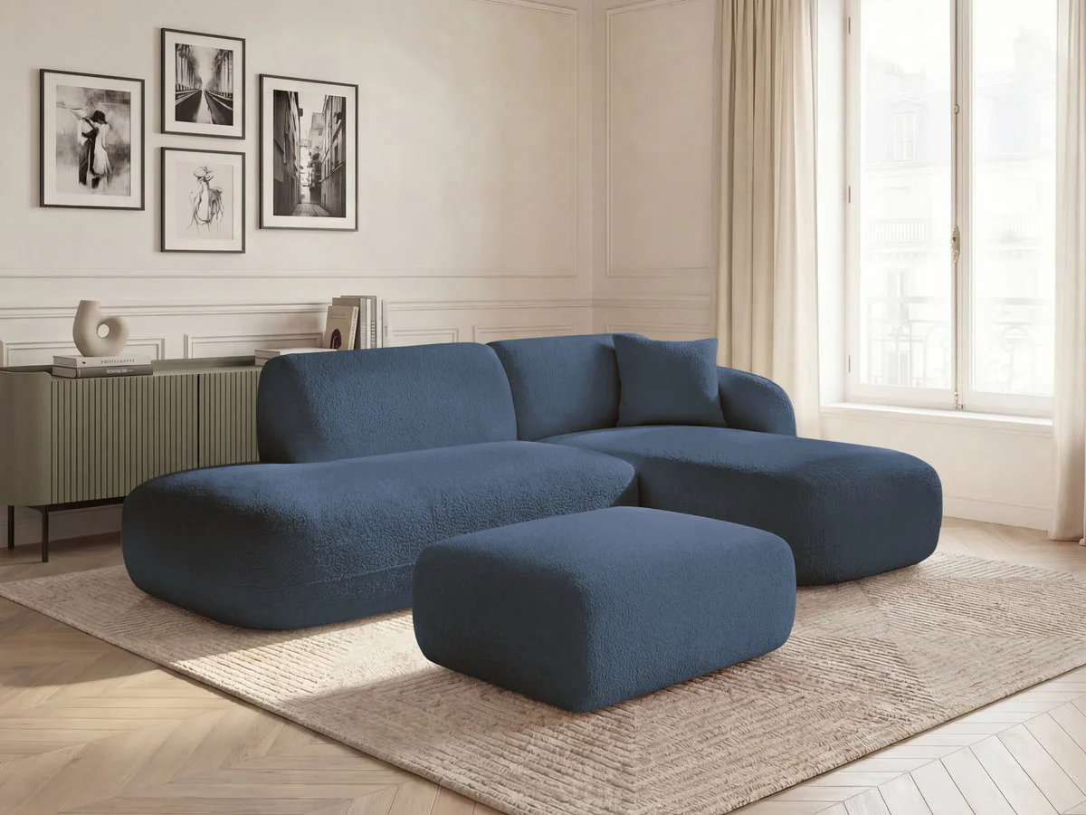 Canapé d'angle fixe modulable ANDA avec 1 méridienne, 1 chauffeuse bout de canapé et 1 pouf - Image 40