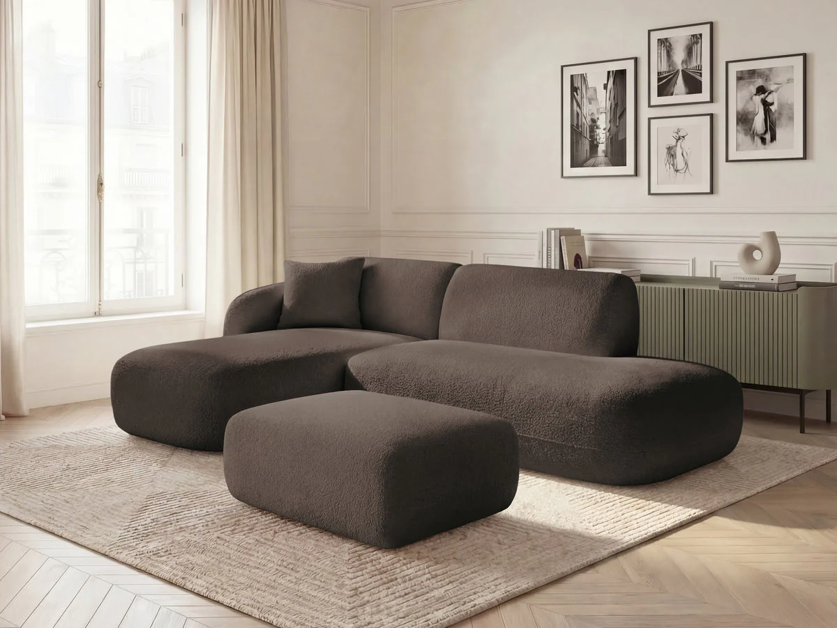 Canapé d'angle fixe modulable ANDA avec 1 méridienne, 1 chauffeuse bout de canapé et 1 pouf - Image 8