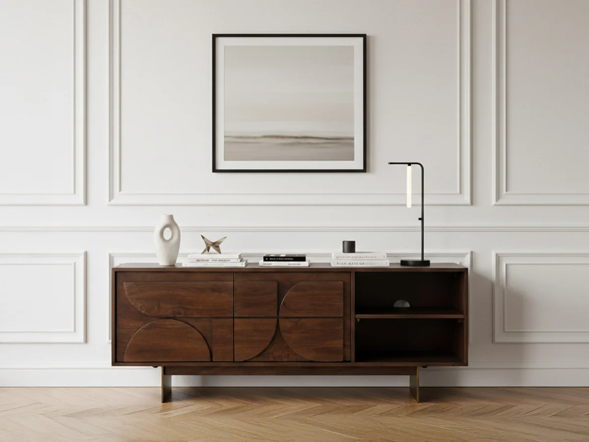 Meuble TV 2 portes 145 cm BERENICE bois massif de manguier