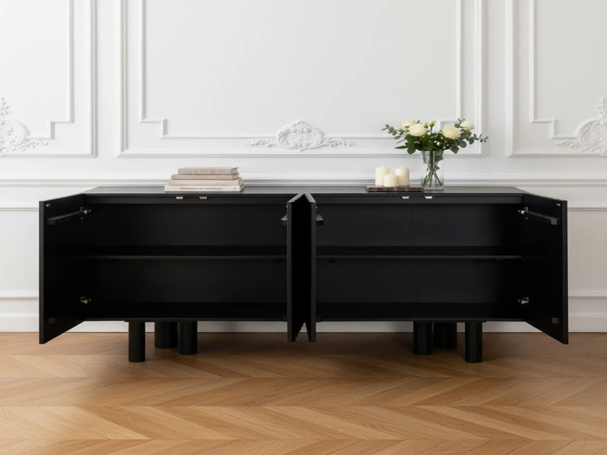 Buffet 4 portes 160 cm GABRIEL bois massif de manguier - Image 2
