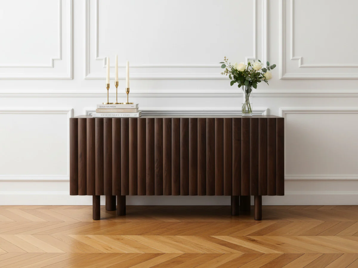 Buffet 4 portes 160 cm GABRIEL bois massif de manguier - Image 3