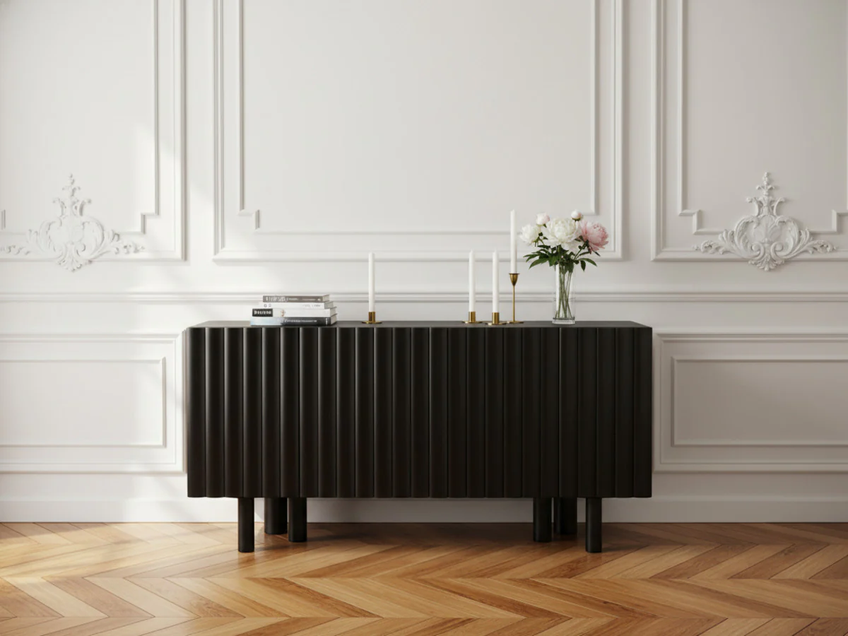 Buffet 4 portes 160 cm GABRIEL bois massif de manguier - Image 5