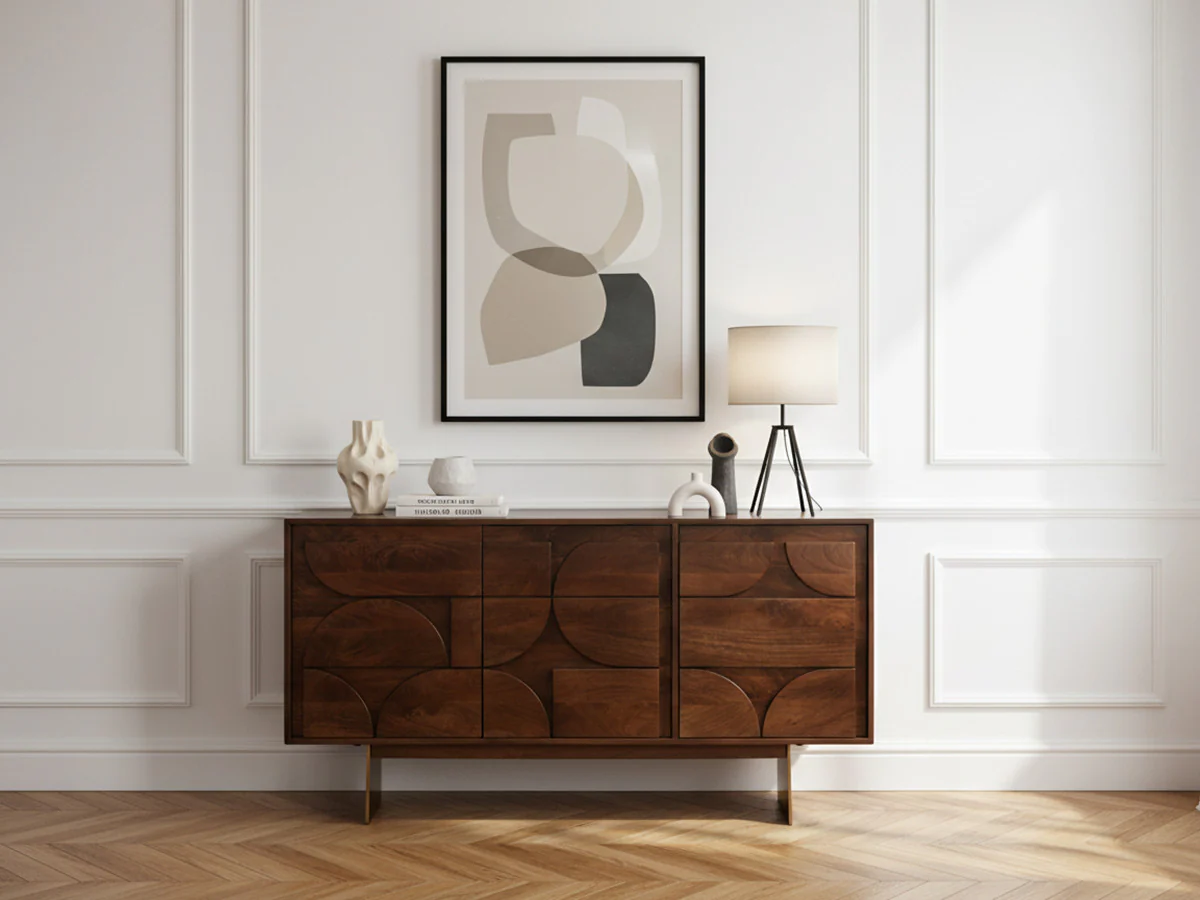 Buffet 3 portes 145 cm BERENICE bois massif de manguier