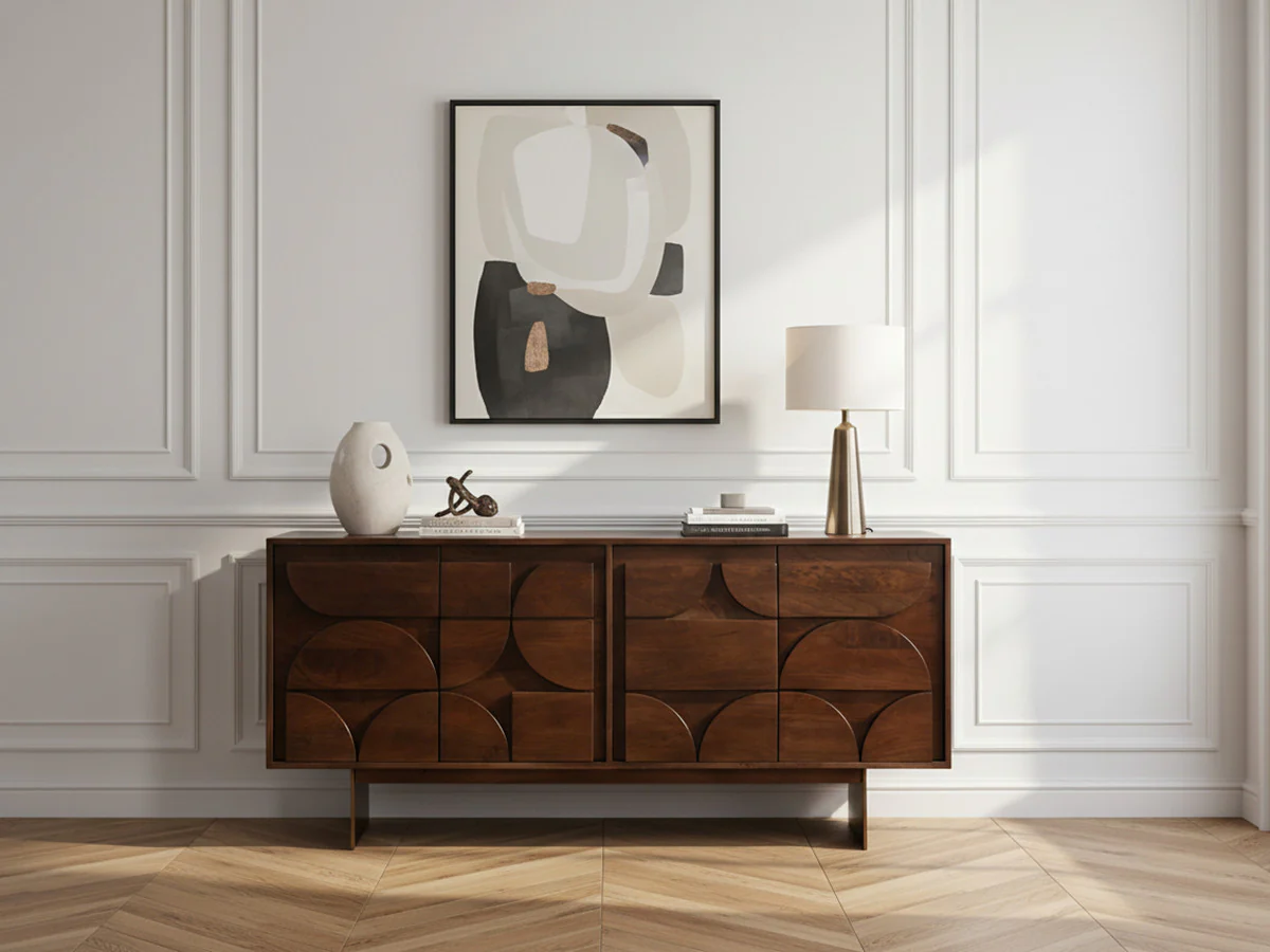 Buffet 4 portes 165 cm BERENICE bois massif de manguier