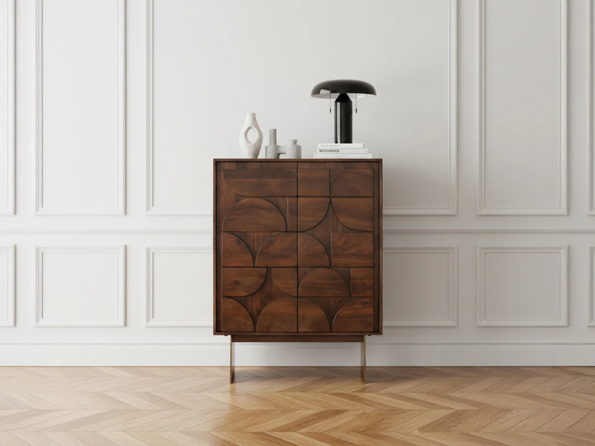Buffet haut 2 portes 90 cm BERENICE bois massif de manguier