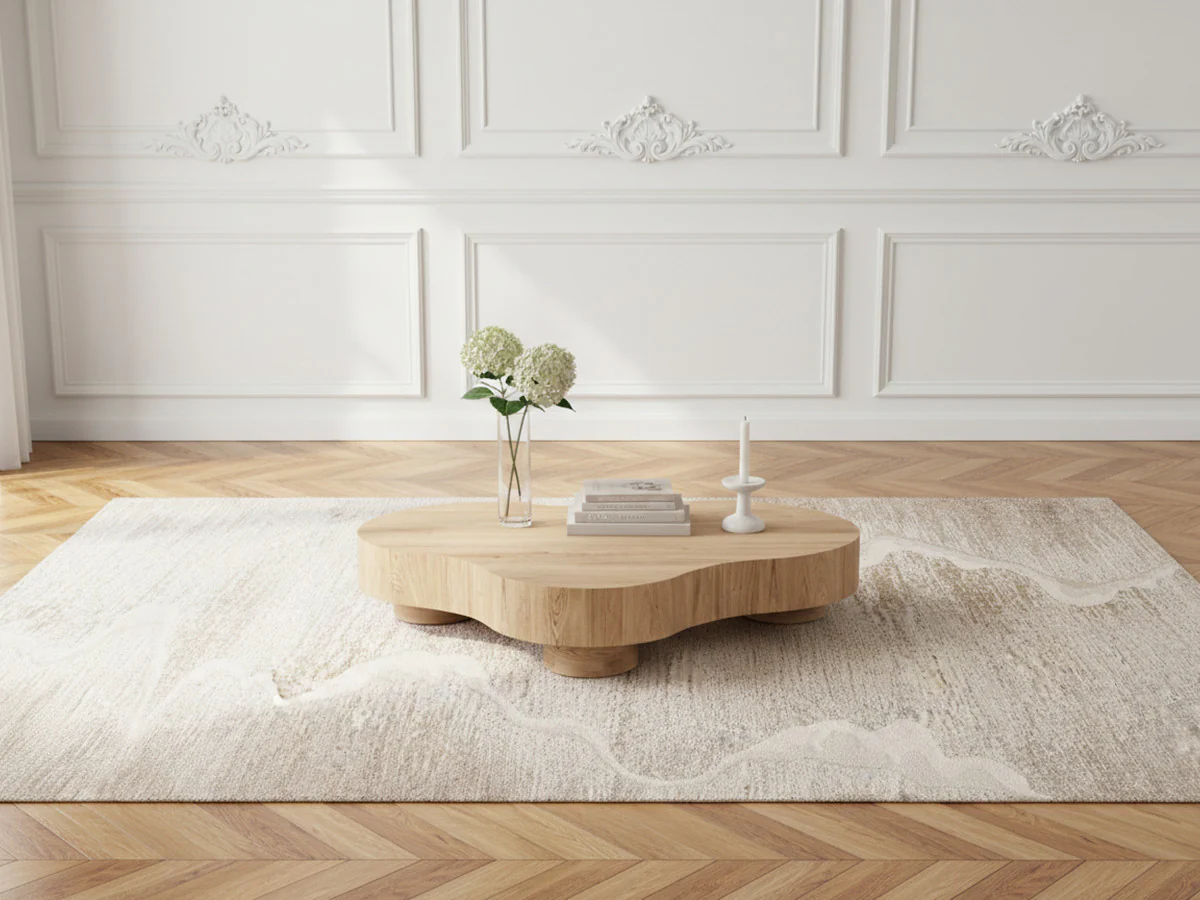 Table basse organique 138 cm CORBUSIER placage chêne massif - Image 4