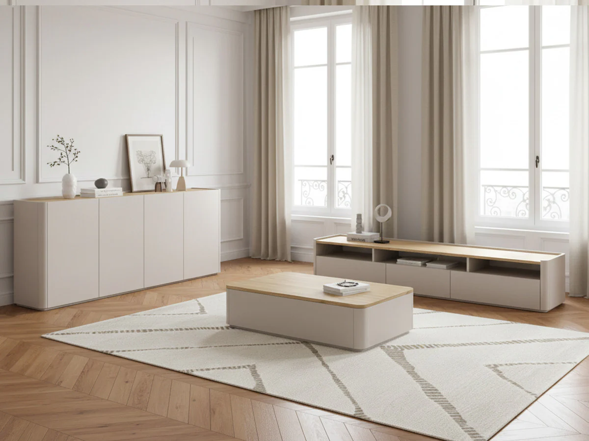 Ensemble ANYRA avec buffet 200 cm + meuble TV 200 cm + table basse avec tiroirs