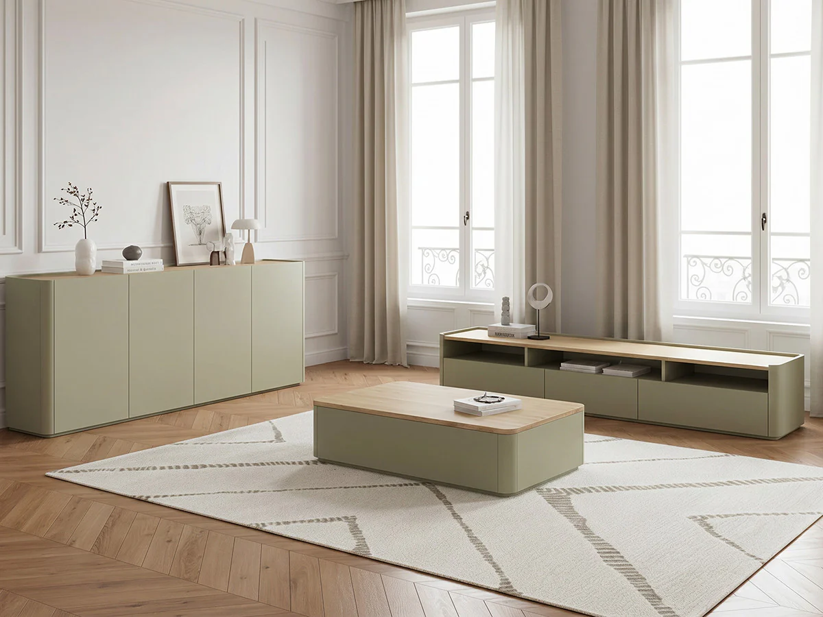 Ensemble ANYRA avec buffet 200 cm + meuble TV 200 cm + table basse avec tiroirs - Image 2