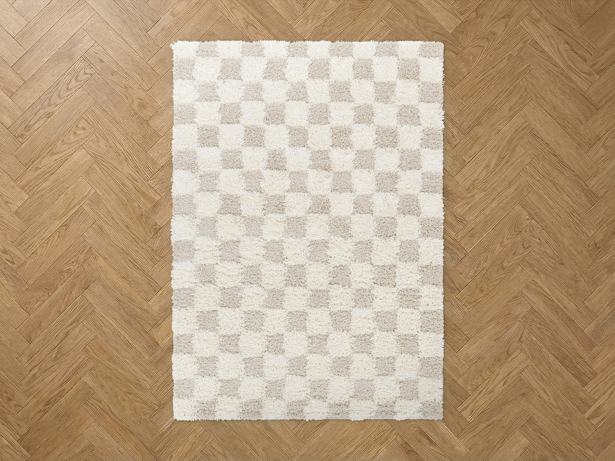 Tapis poils longs RIMA motif damier - Image 3