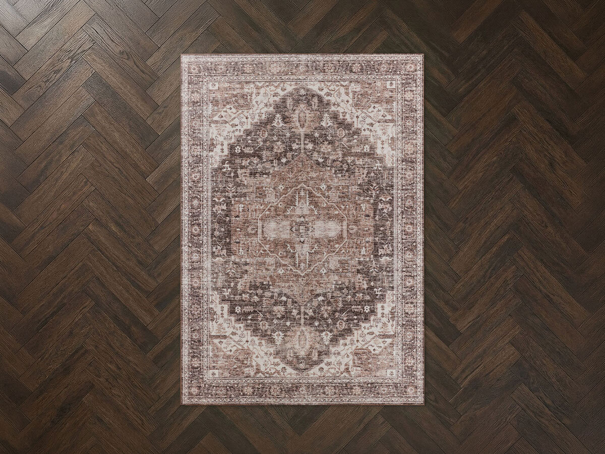 Tapis lavable à poils ras JAHAN vintage