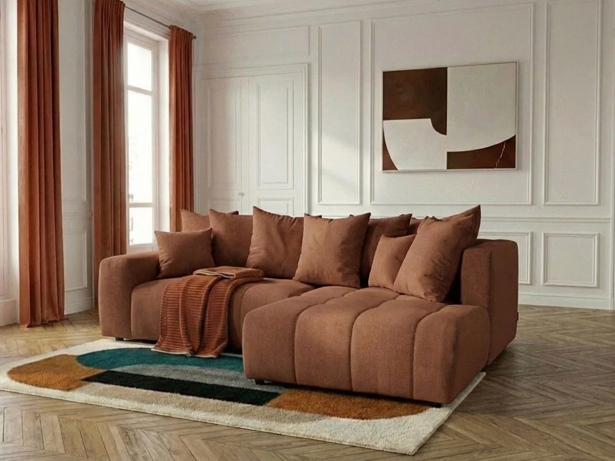 Canapé d'angle L convertible coffre ROXELANE tissu chiné - Image 7