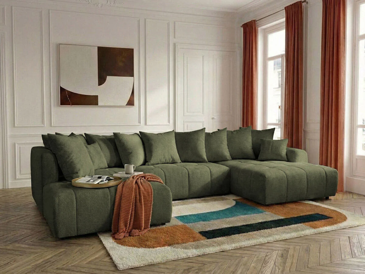 Canapé panoramique convertible ROXELANE tissu chiné - Image 5