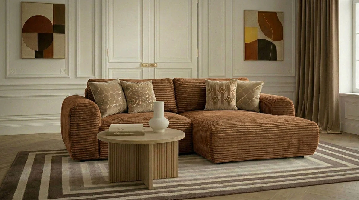 Canapé d'angle compact convertible coffre LUCIEN gros côtelé doux - Image 15