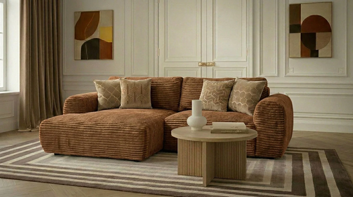 Canapé d'angle compact convertible coffre LUCIEN gros côtelé doux - Image 16