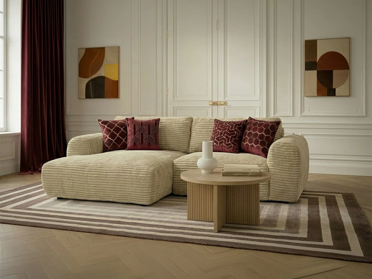 Canapé d'angle compact convertible coffre LUCIEN gros côtelé doux - Image 19