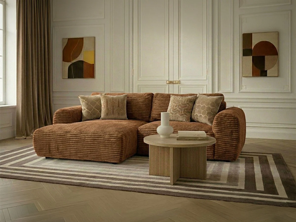 Canapé d'angle compact convertible coffre LUCIEN gros côtelé doux - Image 32