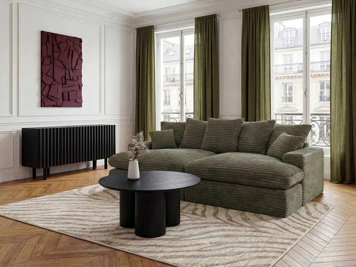 Canapé 3 places causeuse avec assise profonde NEVADA gros côtelé doux - Image 10