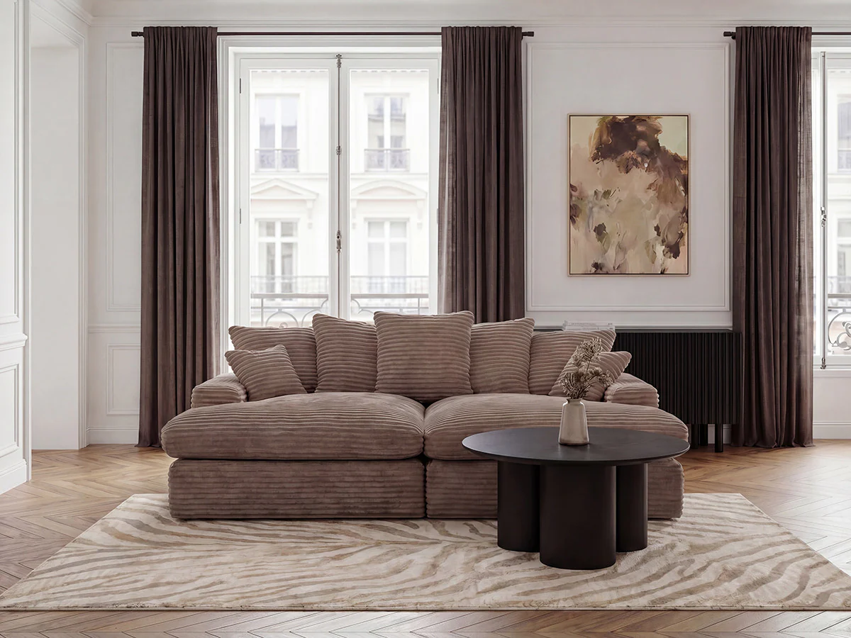 Canapé 3 places causeuse avec assise profonde NEVADA gros côtelé doux - Image 7